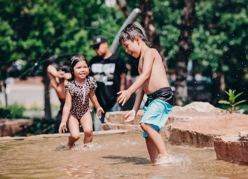 kids playing in water